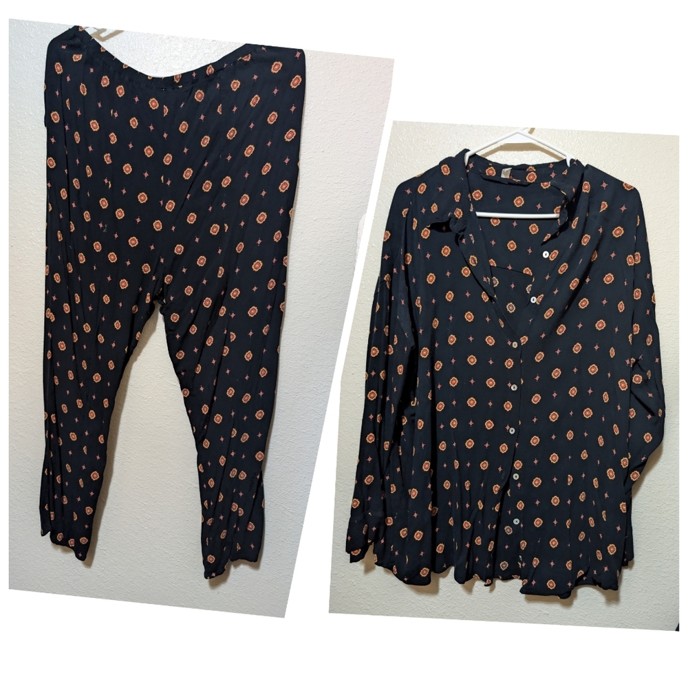 Free People Shirt Up Top And Pants Set